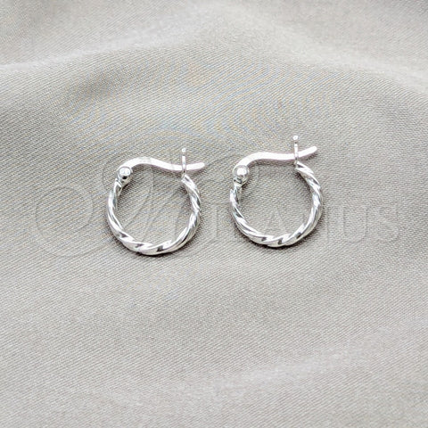 Argolla Pequeña 02.409.0039.10 Plata Rodinada, Diseño de Torcido, Pulido, Tono Plateado