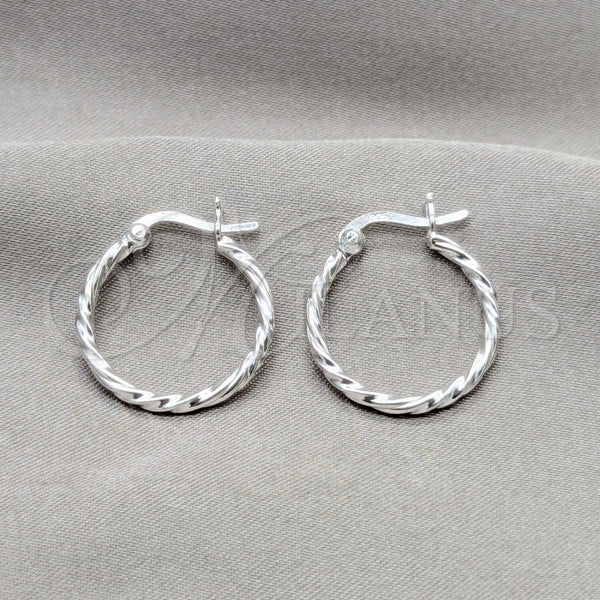Argolla Pequeña 02.409.0040.20 Plata Rodinada, Diseño de Torcido, Pulido, Tono Plateado