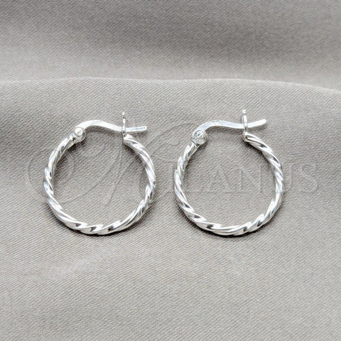 Argolla Pequeña 02.409.0040.20 Plata Rodinada, Diseño de Torcido, Pulido, Tono Plateado