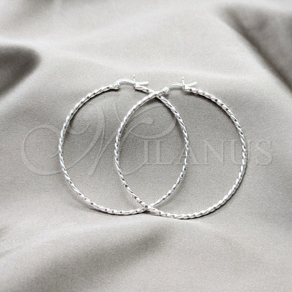 Argolla Grande 02.409.0043.50 Plata Rodinada, Diseño de Torcido, Pulido, Tono Plateado