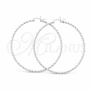 Argolla Grande 02.409.0043.50 Plata Rodinada, Diseño de Torcido, Pulido, Tono Plateado