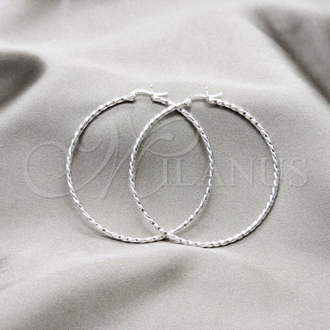 Argolla Grande 02.409.0043.50 Plata Rodinada, Diseño de Torcido, Pulido, Tono Plateado