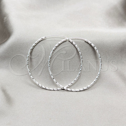 Argolla Grande 02.409.0044.50 Plata Rodinada, Diseño de Torcido, Pulido, Tono Plateado