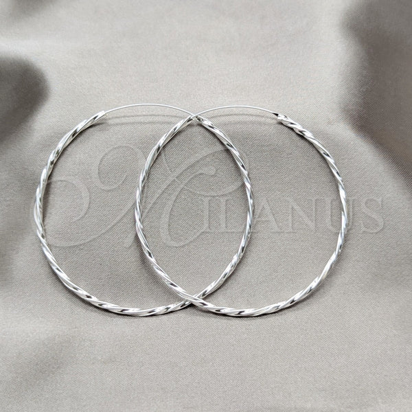 Argolla Grande 02.409.0044.60 Plata Rodinada, Diseño de Torcido, Pulido, Tono Plateado