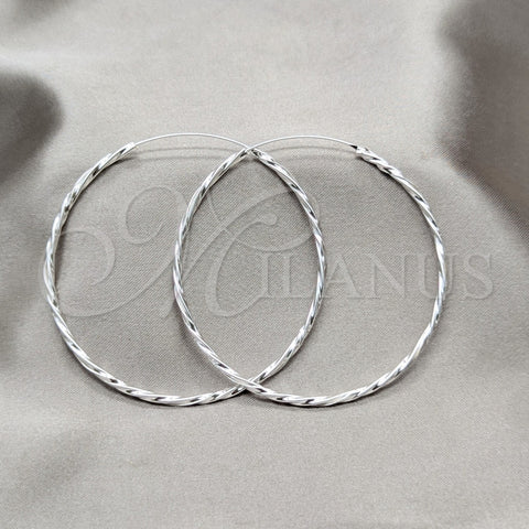 Argolla Grande 02.409.0044.60 Plata Rodinada, Diseño de Torcido, Pulido, Tono Plateado