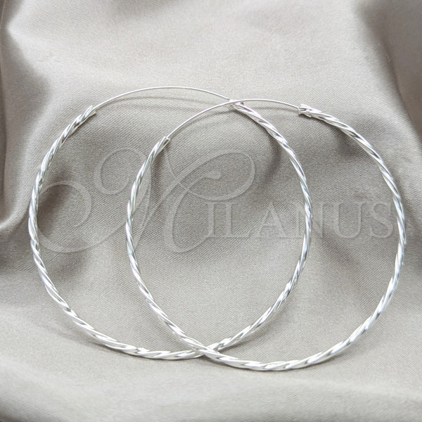 Argolla Extra Grande 02.409.0044.70 Plata Rodinada, Diseño de Torcido, Pulido, Tono Plateado