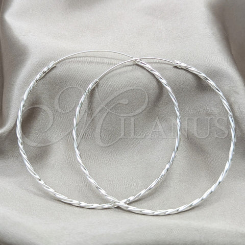 Argolla Extra Grande 02.409.0044.70 Plata Rodinada, Diseño de Torcido, Pulido, Tono Plateado