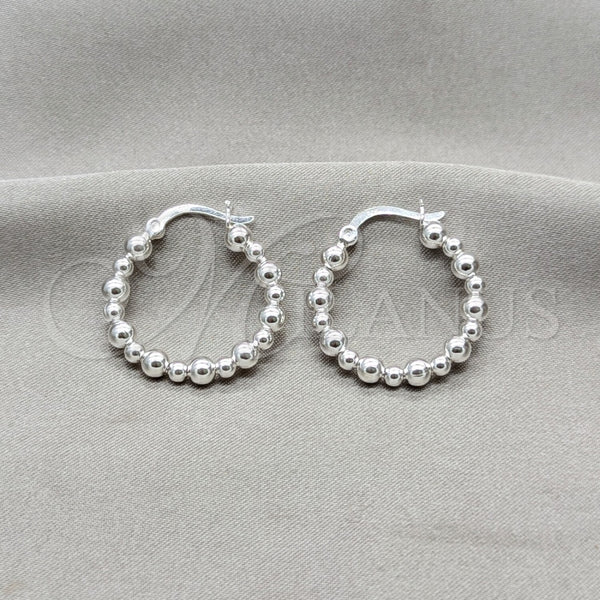 Argolla Mediana 02.409.0045.25 Plata Rodinada, Diseño de Bola, Pulido, Tono Plateado