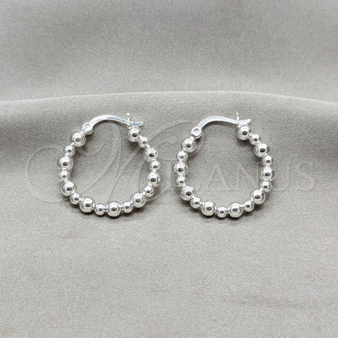 Argolla Mediana 02.409.0045.25 Plata Rodinada, Diseño de Bola, Pulido, Tono Plateado