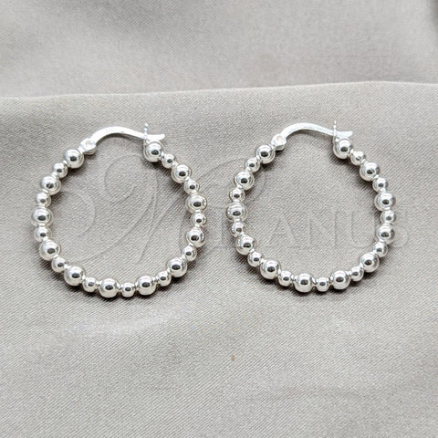 Argolla Mediana 02.409.0045.30 Plata Rodinada, Diseño de Bola, Pulido, Tono Plateado