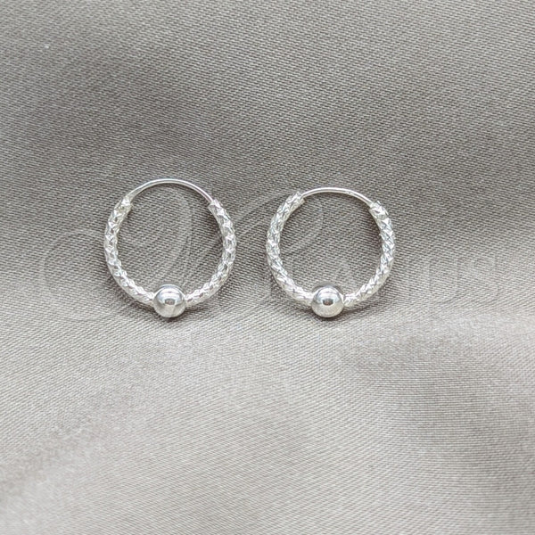 Argolla Pequeña 02.409.0047.15 Plata Rodinada, Diseño de Bola, Pulido, Tono Plateado