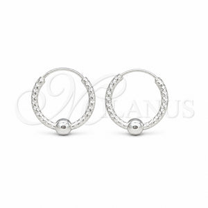 Argolla Pequeña 02.409.0047.15 Plata Rodinada, Diseño de Bola, Pulido, Tono Plateado