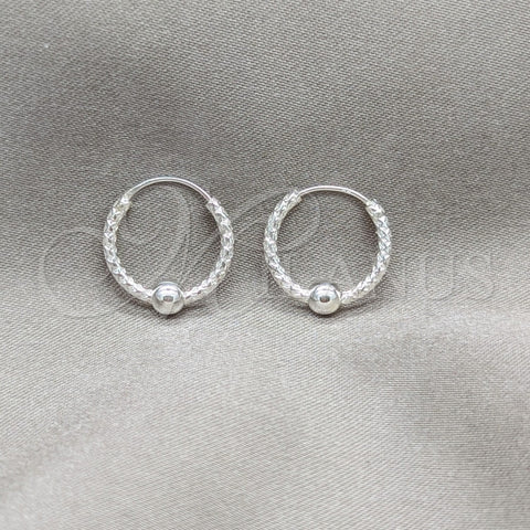 Argolla Pequeña 02.409.0047.15 Plata Rodinada, Diseño de Bola, Pulido, Tono Plateado