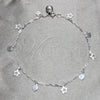 Tobillera de Dije 03.409.0146.10 Plata Rodinada, Diseño de Corazón y Estrella, Pulido, Tono Plateado (Grosor 03 MM, 10 Pulgadas de Largo)