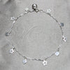 Tobillera de Dije 03.409.0146.10 Plata Rodinada, Diseño de Corazón y Estrella, Pulido, Tono Plateado (Grosor 03 MM, 10 Pulgadas de Largo)