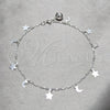 Tobillera de Dije 03.409.0151.10 Plata Rodinada, Diseño de Luna y Estrella, Pulido, Tono Plateado (Grosor 03 MM, 10 Pulgadas de Largo)