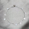 Tobillera de Dije 03.409.0153.10 Plata Rodinada, Diseño de Estrella, Pulido, Tono Plateado (Grosor 03 MM, 10 Pulgadas de Largo)