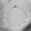 Tobillera de Dije 03.409.0153.10 Plata Rodinada, Diseño de Estrella, Pulido, Tono Plateado (Grosor 03 MM, 10 Pulgadas de Largo)