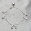 Pulsera de Dije 03.409.0156.07 Plata Rodinada, Diseño de Corazón y Bola, Pulido, Tono Plateado (Grosor 03 MM, 7 Pulgadas de Largo)