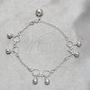 Pulsera de Dije 03.409.0156.07 Plata Rodinada, Diseño de Corazón y Bola, Pulido, Tono Plateado (Grosor 03 MM, 7 Pulgadas de Largo)