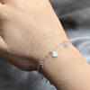 Pulsera de Dije 03.409.0157.07 Plata Rodinada, Diseño de Corazón, Pulido, Tono Plateado (Grosor 03 MM, 7 Pulgadas de Largo)