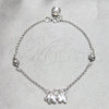Pulsera de Dije 03.409.0159.07 Plata Rodinada, Diseño de Elefante y Sol, Pulido, Tono Plateado (Grosor 03 MM, 7 Pulgadas de Largo)