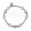 Pulsera de Dije 03.409.0160.07 Plata Rodinada, Diseño de Elefante, Pulido, Tono Plateado (Grosor 03 MM, 7 Pulgadas de Largo)