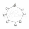 Pulsera de Dije 03.409.0161.07 Plata Rodinada, Diseño de Elefante, Pulido, Tono Plateado (Grosor 03 MM, 7 Pulgadas de Largo)