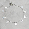 Pulsera de Dije 03.409.0163.07 Plata Rodinada, Diseño de Estrella, Pulido, Tono Plateado (Grosor 03 MM, 7 Pulgadas de Largo)