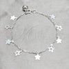 Pulsera de Dije 03.409.0163.07 Plata Rodinada, Diseño de Estrella, Pulido, Tono Plateado (Grosor 03 MM, 7 Pulgadas de Largo)