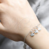Pulsera de Dije 03.409.0164.07 Plata Rodinada, Diseño de Mariposa y Estrella, Pulido, Tono Plateado (Grosor 03 MM, 7 Pulgadas de Largo)