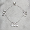 Pulsera de Dije 03.409.0164.07 Plata Rodinada, Diseño de Mariposa y Estrella, Pulido, Tono Plateado (Grosor 03 MM, 7 Pulgadas de Largo)