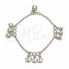 Pulsera de Dije 03.409.0164.07 Plata Rodinada, Diseño de Mariposa y Estrella, Pulido, Tono Plateado (Grosor 03 MM, 7 Pulgadas de Largo)