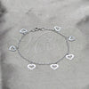 Pulsera de Dije 03.409.0166.07 Plata Rodinada, Diseño de Corazón, Pulido, Tono Plateado (Grosor 03 MM, 7 Pulgadas de Largo)