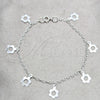 Pulsera de Dije 03.409.0167.07 Plata Rodinada, Diseño de Flor, Pulido, Tono Plateado (Grosor 03 MM, 7 Pulgadas de Largo)