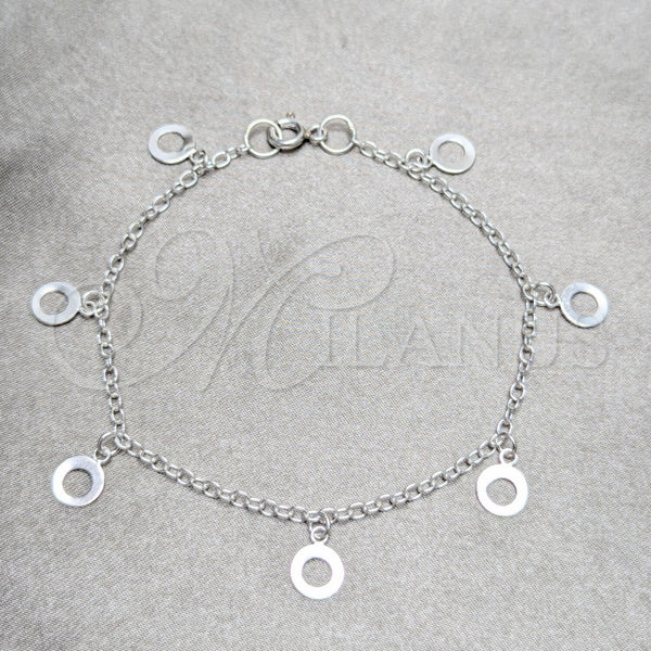 Pulsera de Dije 03.409.0168.07 Plata Rodinada, Pulido, Tono Plateado (Grosor 03 MM, 7 Pulgadas de Largo)