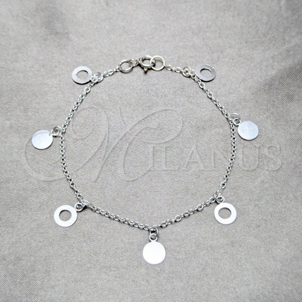 Pulsera de Dije 03.409.0170.07 Plata Rodinada, Pulido, Tono Plateado (Grosor 03 MM, 7 Pulgadas de Largo)