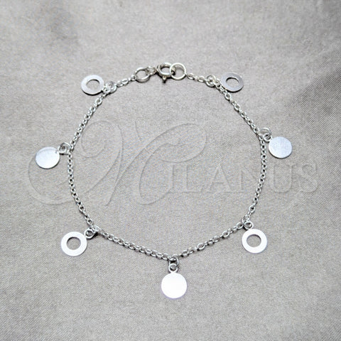 Pulsera de Dije 03.409.0170.07 Plata Rodinada, Pulido, Tono Plateado (Grosor 03 MM, 7 Pulgadas de Largo)