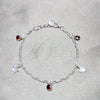 Pulsera de Dije 03.409.0171.07 Plata Rodinada, Diseño de Estrella, con Zirconia Cubica Granate, Pulido, Tono Plateado (Grosor 03 MM, 7 Pulgadas de Largo)