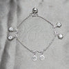 Pulsera de Dije 03.409.0185.07 Plata Rodinada, Diseño de Flor, Pulido, Tono Plateado (Grosor 03 MM, 7 Pulgadas de Largo)