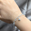 Pulsera de Dije 03.409.0186.07 Plata Rodinada, Diseño de Elefante, Pulido, Tono Plateado (Grosor 03 MM, 7 Pulgadas de Largo)