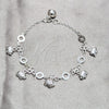 Pulsera de Dije 03.409.0186.07 Plata Rodinada, Diseño de Elefante, Pulido, Tono Plateado (Grosor 03 MM, 7 Pulgadas de Largo)