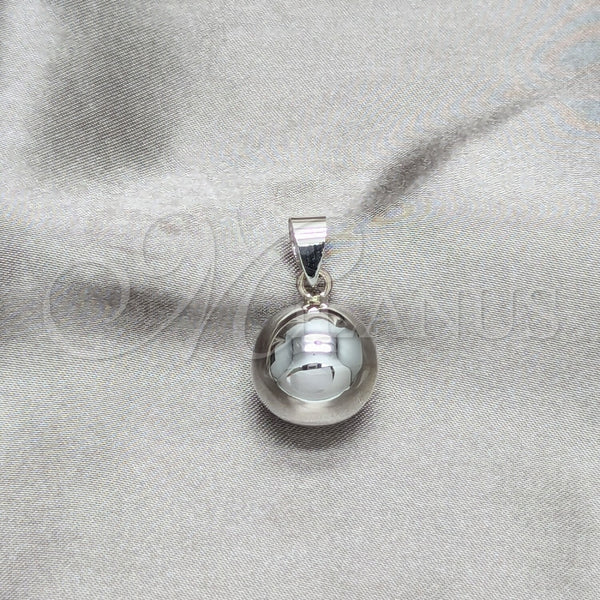 Dije Elegante 05.409.0001 Plata Rodinada, Diseño de Bola, Pulido, Tono Plateado
