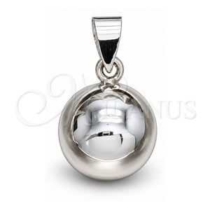Dije Elegante 05.409.0001 Plata Rodinada, Diseño de Bola, Pulido, Tono Plateado