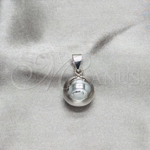 Dije Elegante 05.409.0001 Plata Rodinada, Diseño de Bola, Pulido, Tono Plateado