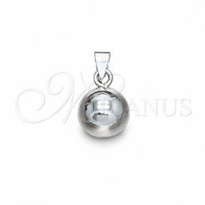 Dije Elegante 05.409.0002 Plata Rodinada, Diseño de Bola, Pulido, Tono Plateado