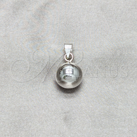 Dije Elegante 05.409.0002 Plata Rodinada, Diseño de Bola, Pulido, Tono Plateado