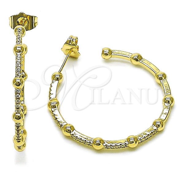 Argolla Mediana 02.204.0041.35 Oro Laminado, con Blanca Micro Pave, Pulido, Tono Dorado