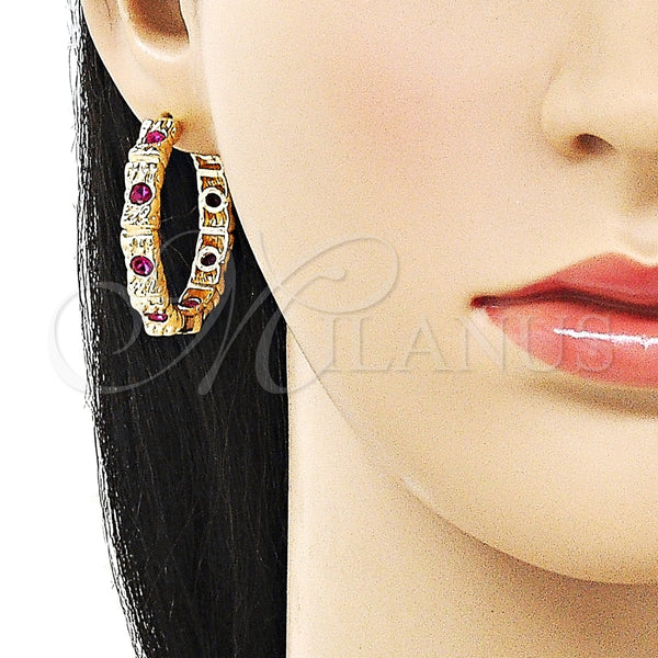 Argolla Huggie 02.204.0042.35 Oro Laminado, con Rubi Zirconia Cubica, Pulido, Tono Dorado