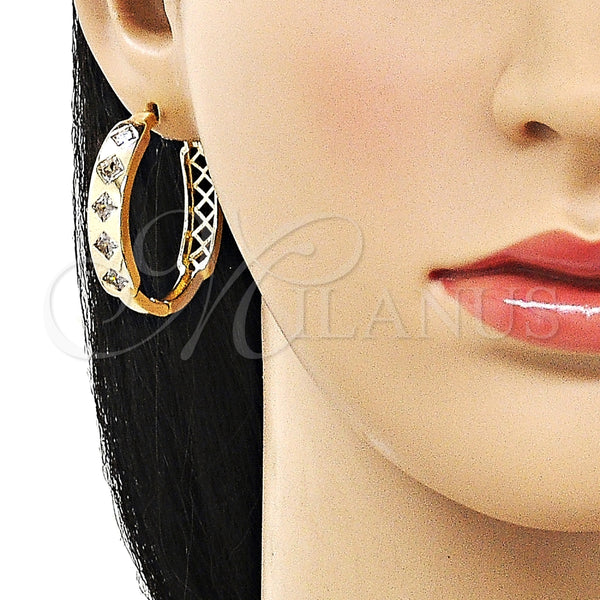Argolla Huggie 02.204.0045.35 Oro Laminado, con Blanca Zirconia Cubica, Pulido, Tono Dorado